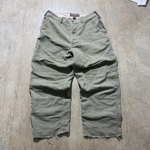 Abercrombie & Fitch Pants Mens 36x30 Green Canvas Workwear Relaxed Fit Raw Hem